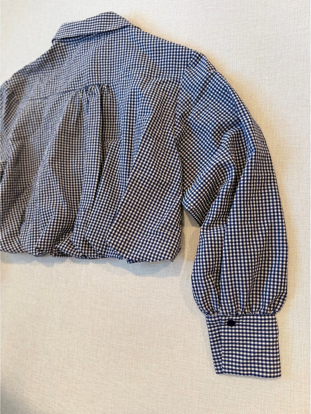NWT ZARA GINGHAM BALLOON SHIRT - Size Extra Small - Picture 7 of 8